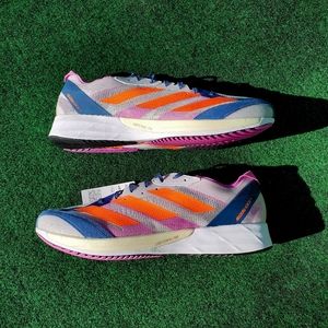 Men's Size 13 adidas Adizero Adios 7 Dash Gray/Solar Orange GX6647 NEW w/Tags